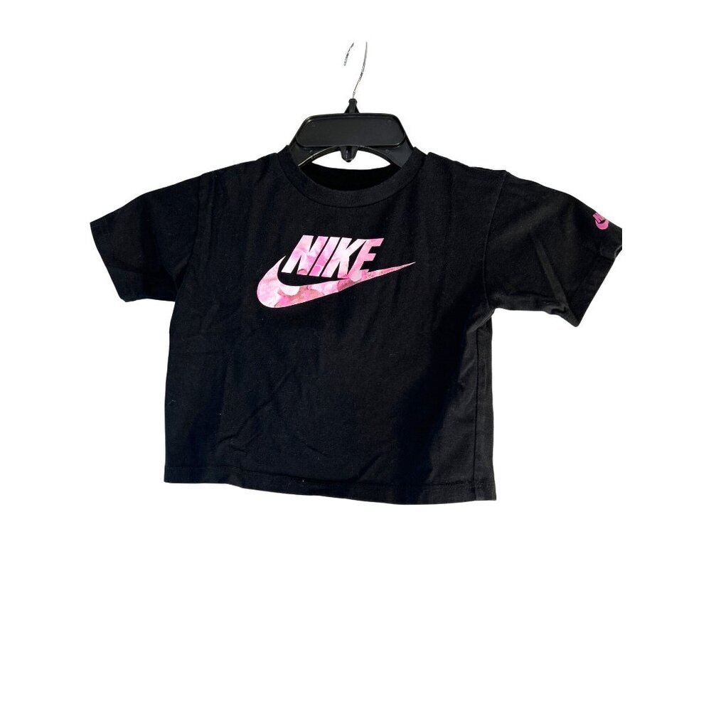 Nike Girls Tee Boxy Black/Pink Size 3-4